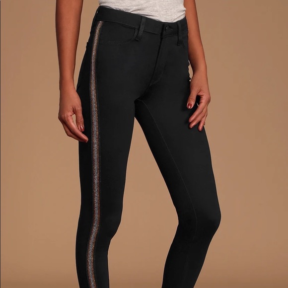 Lulus Cropped Black Glitter Multi Striped Jeans - Picture 2 of 9